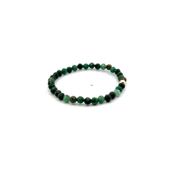 Natural Emerald Gemstone Mini 4mm 18K Gold Bar Faceted Charm Bead May Birthstone - Picture 5 of 5